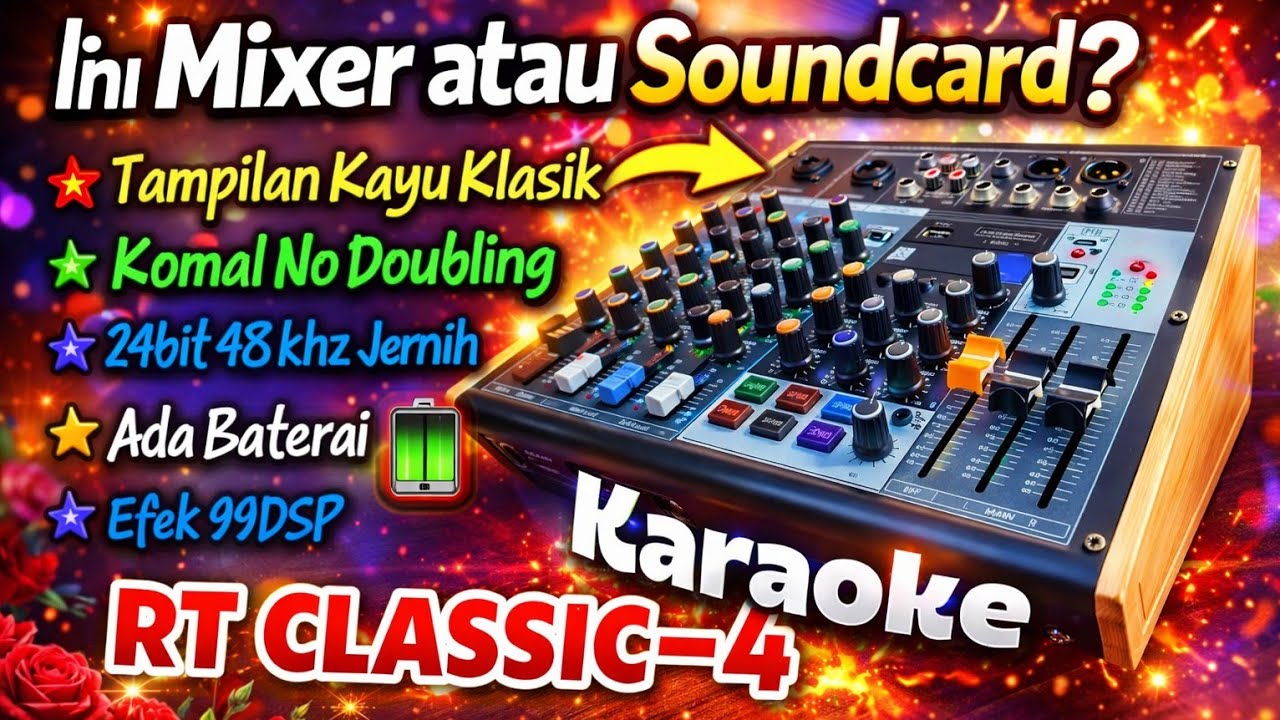 Mixer Kayu Karaoke Ini Ada Baterai dan Bisa Komal Live Streaming🥢 Recording Tech Classic-4 2025