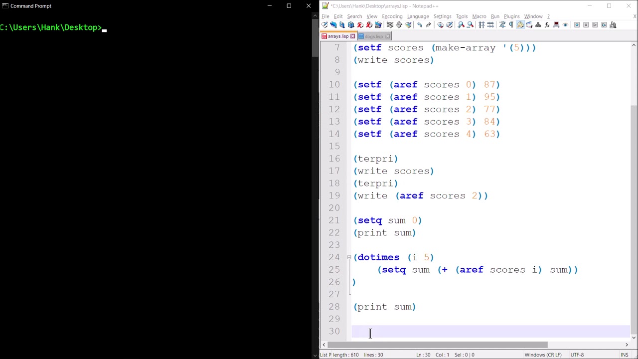 LISP Programming Tutorial:  Introduction to Arrays