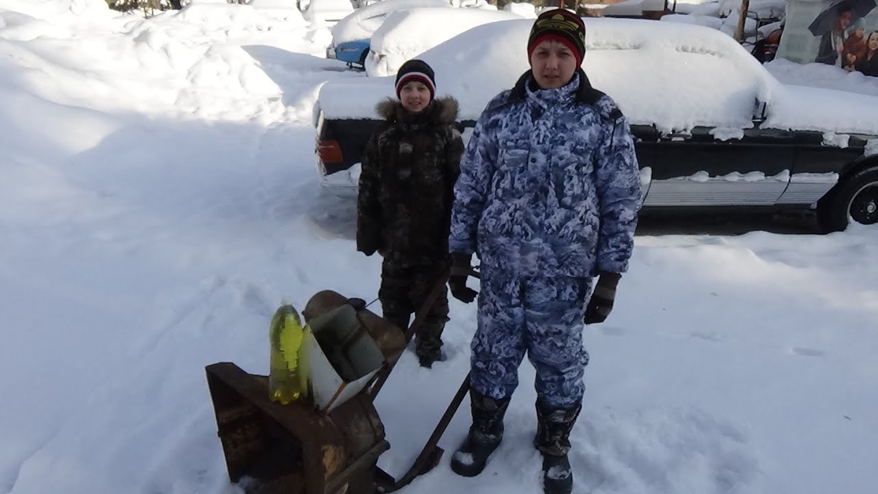 Самодельный снегоуборочник из бензопилы дружба,испытание.