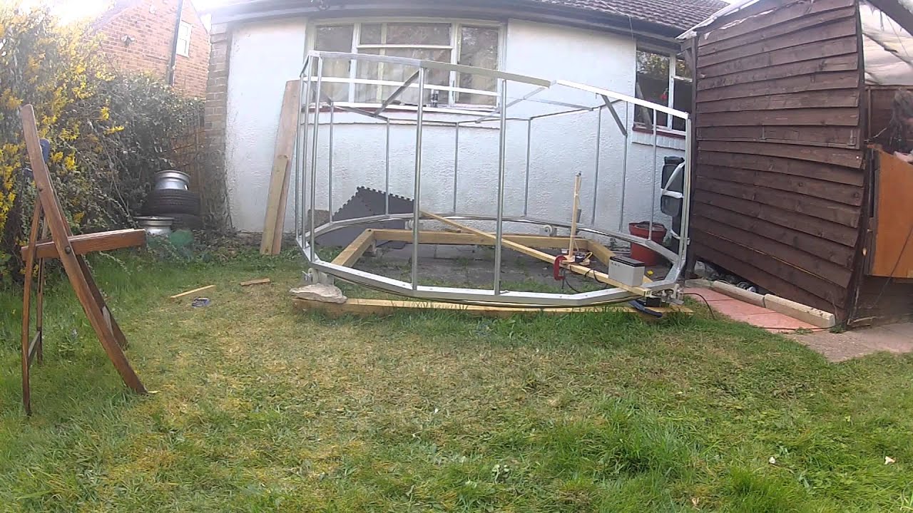Homemade telescope observatory dome aluminium frame with motor rotation