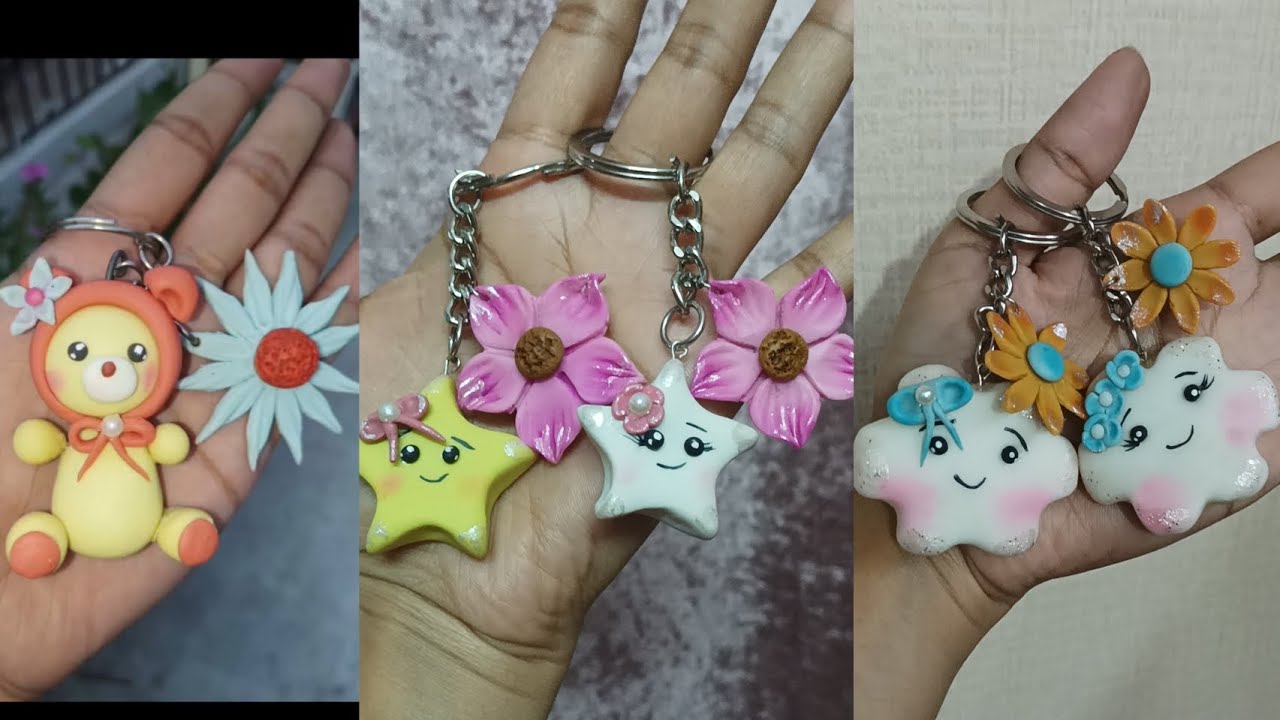 Cute easy clay  keychain ideas 💡💫 #keychain #diy #shorts #creativeclay #handmade #clayart