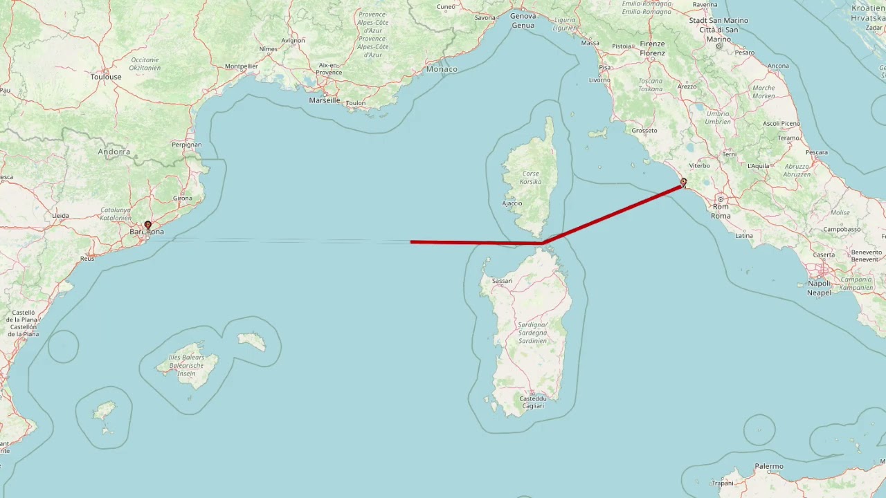 11 agosto dal porto di civitavecchia a Barcellona