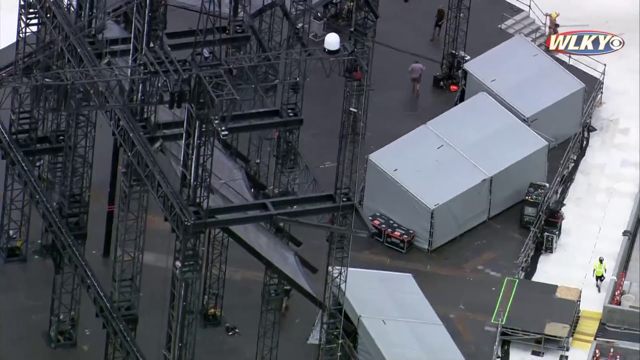 AERIALS: Setup underway for Taylor Swift concert