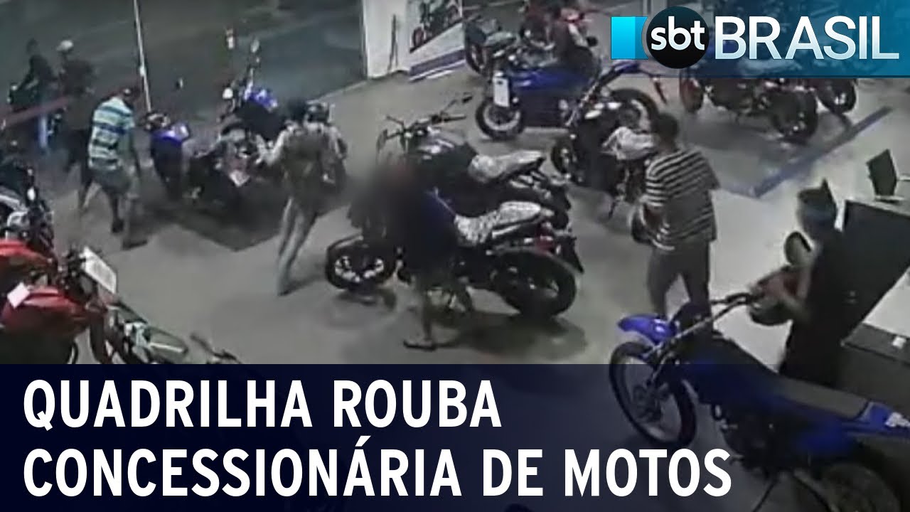 Quadrilha ataca concessionária de motos no ABC Paulista | SBT Brasil (15/06/22)