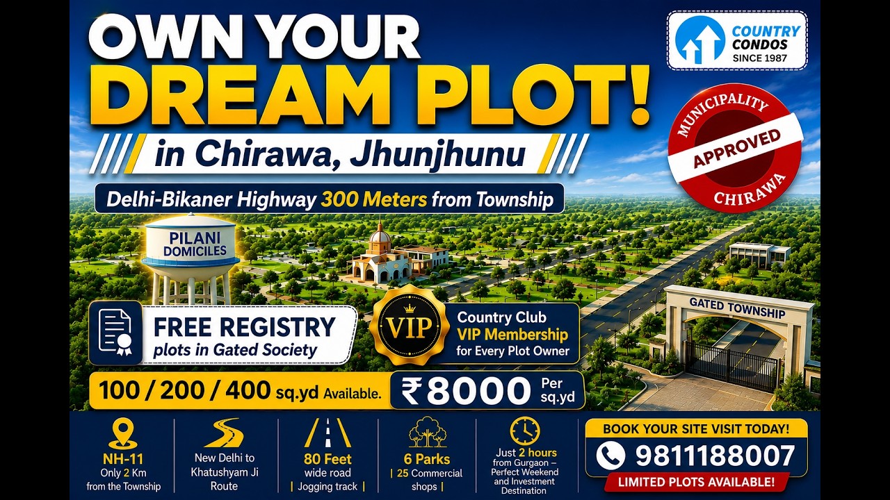 ₹8 Lakh Mein Apna Plot! Chirawa K Sabse Fast Growing Gated Township | Free Registry & VIP Membership