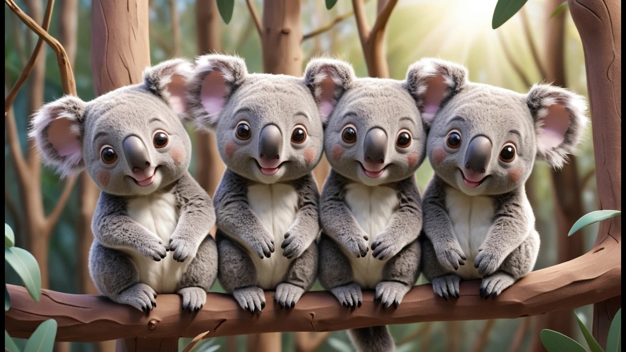 Vijf Kleine Koala's Klampen Zich Stevig Vast | Rustige Kinderliedjes & Dierenvriendjes