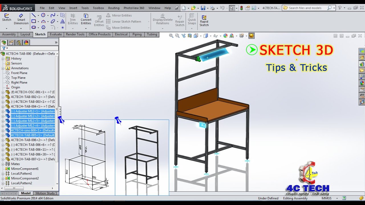 Sketch 3D & Thủ Thuật Thiết Kế Nhanh SolidWorks | 4CTECH VN