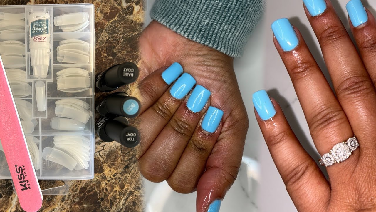Do my nails w/ me! Kiss nails & Amazon Jodsone Gel Polish 💙