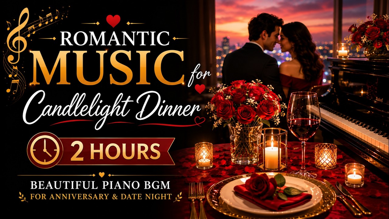 Romantic Music for Candlelight Dinner | 2 Hours Beautiful Piano BGM for Anniversary & Date Night