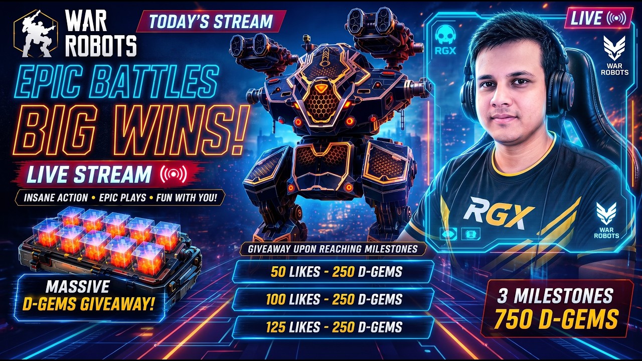 🔴 WAR ROBOTS LIVE | Every LIKE Milestone = 250 D-GEMS Giveaway! 💎