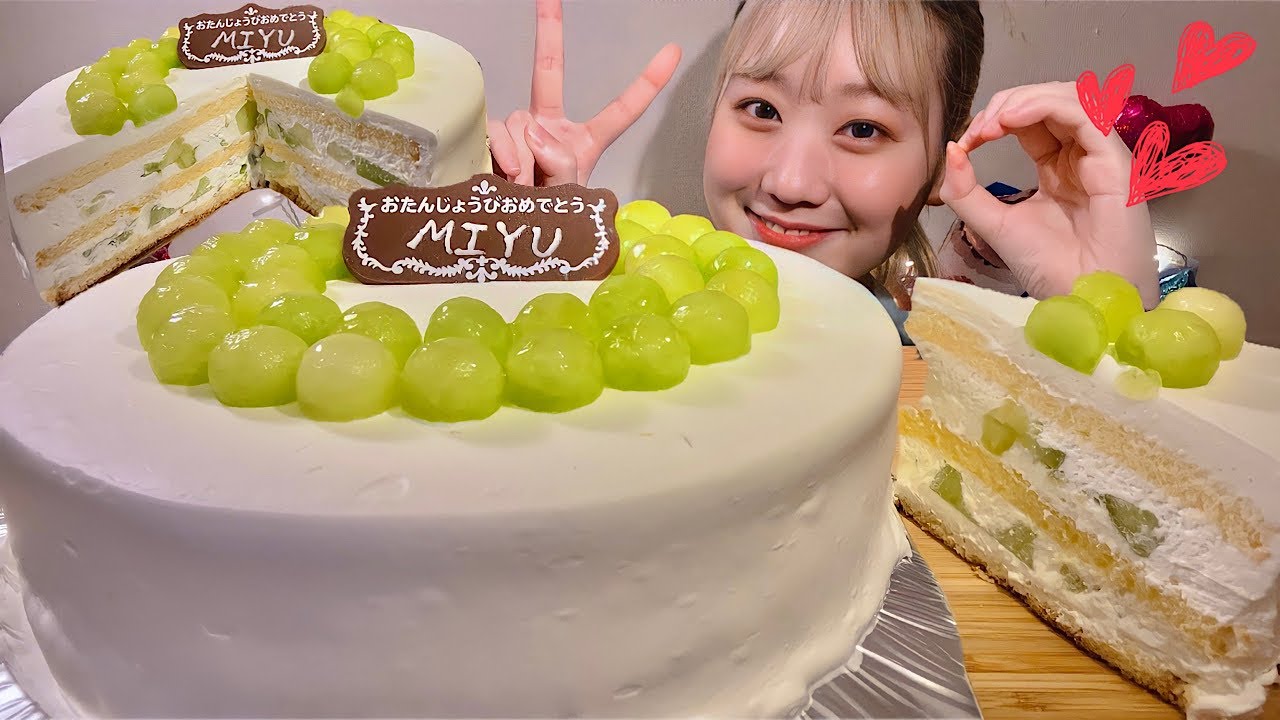 ASMR Happy Birthday🎉🥳💓 Дынный торт【русские субтитры】【Mukbang/ Eating Sounds】