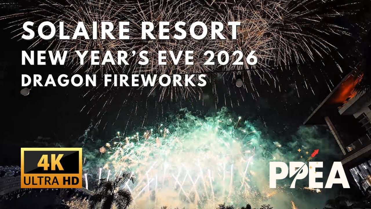 [4K] Solaire Resort New Year's Eve 2026 Pyromusical - Dragon Fireworks