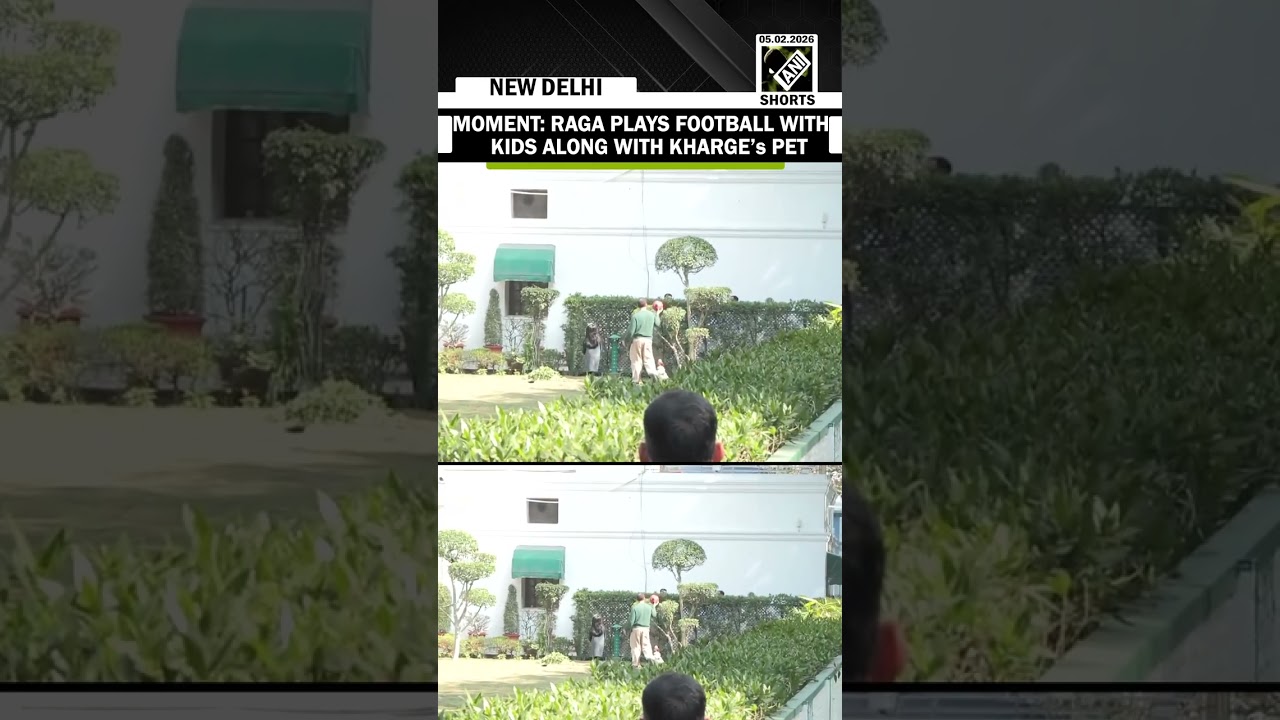 LoP Rahul Gandhi plays football with children & Congress Prez Mallikarjun Kharge