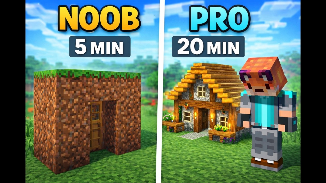 Minecraft NOOB vs PRO building challenge