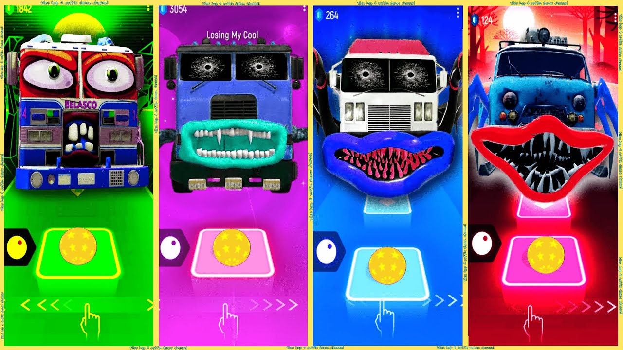 coffin dance - Garbage Truck vs Fire Truck Zombie vs Snow Glid Car Eater vs Truck Eater | Tiles HOP🚒