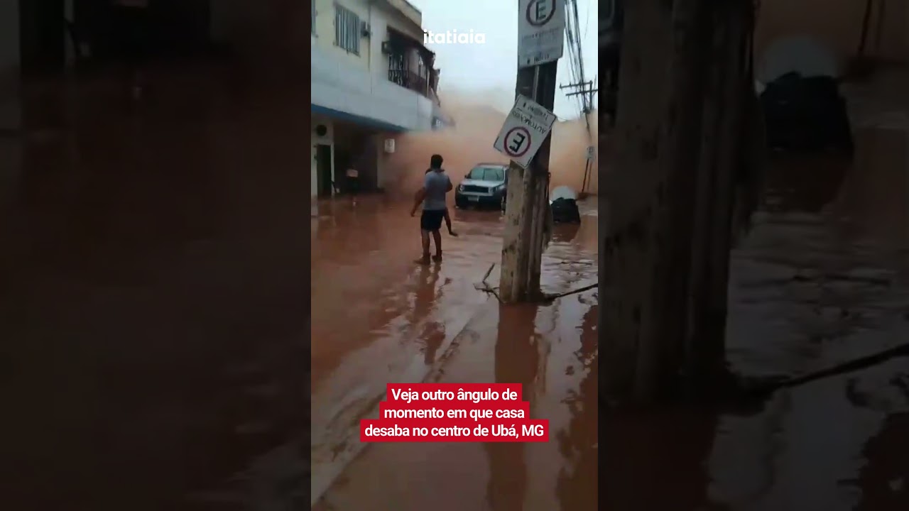 VEJA OUTRO &Acirc;NGULO DE MOMENTO EM QUE CASA DESABA NO CENTRO DE UB&Aacute;, MG