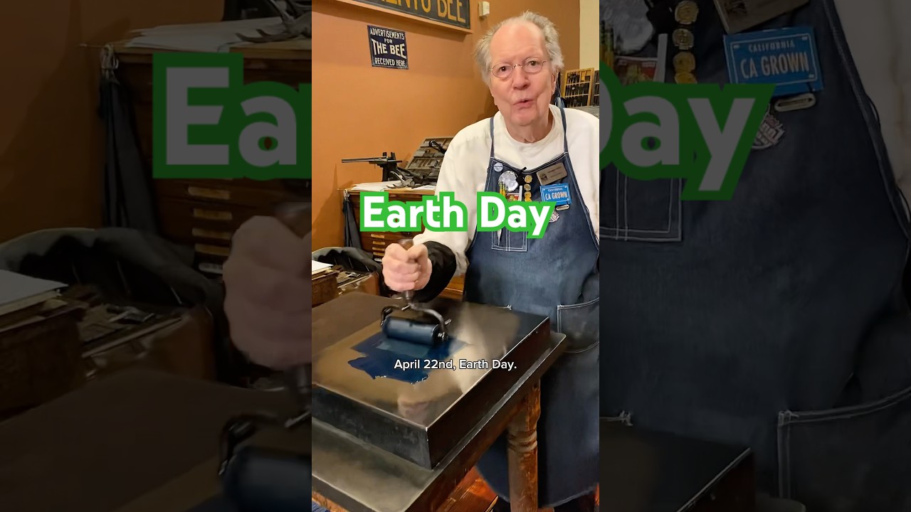 Howard letterpress prints a large heritage oak for Earth Day 🌎 (April 22)