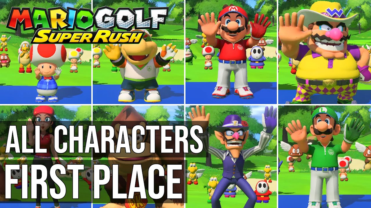 All First Place Animations - All Characters First Place - Mario Golf Super Rush