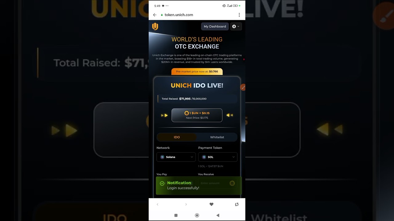 Unich airdrop IDO Sales:  EVM wallet update - how to buy using BnB & Ethereum on trust wallet