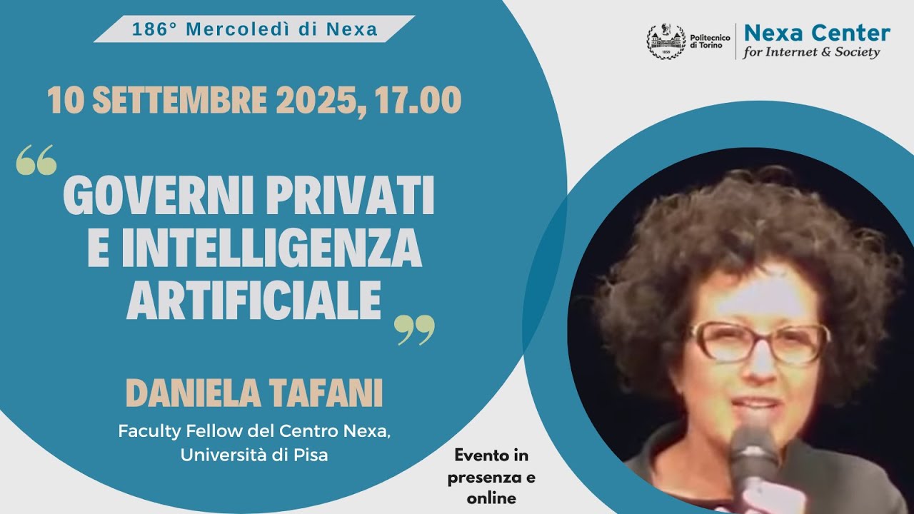 186° Mercoledì di Nexa - Governi privati e intelligenza artificiale