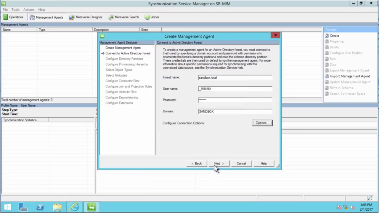 Microsoft Identity Manager 2016 SP1 creating Management Agents and Synchronization Rules - MIM #5