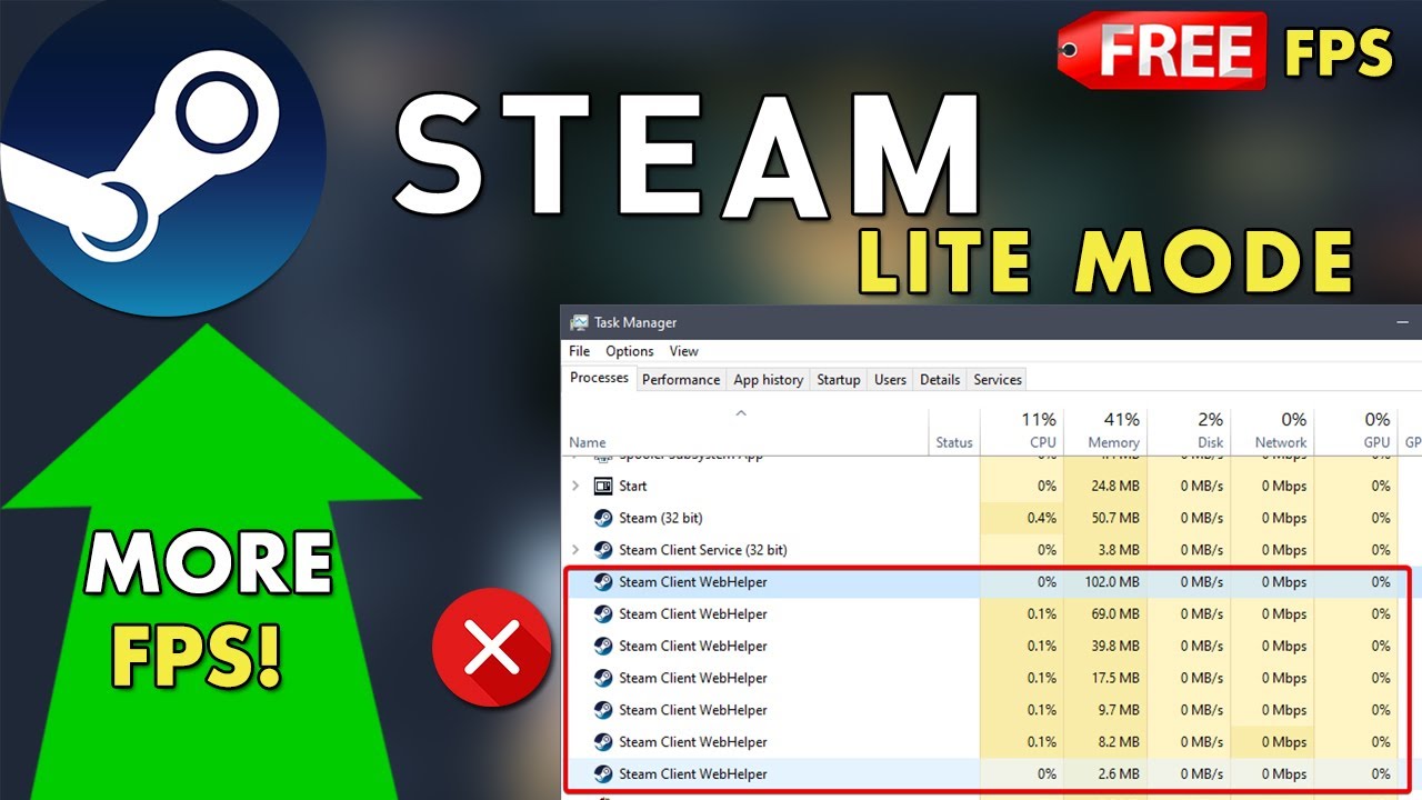 How to Enable Steam Lite Mode (More FPS) | Disable steamwebhelper.exe (2022)