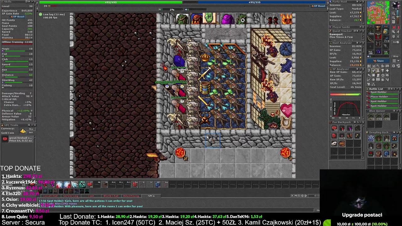 Tibia Paladin Hunt! - 32 LVL - Teamhunt z ziomkami! - Secura - Real - Master Kubson LIVE!