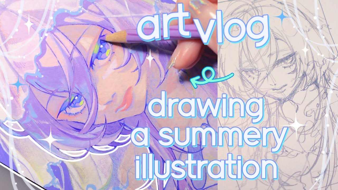 art vlog / little summer memories꙳⌖꙳ drawing a summery illustration◌꙳✧