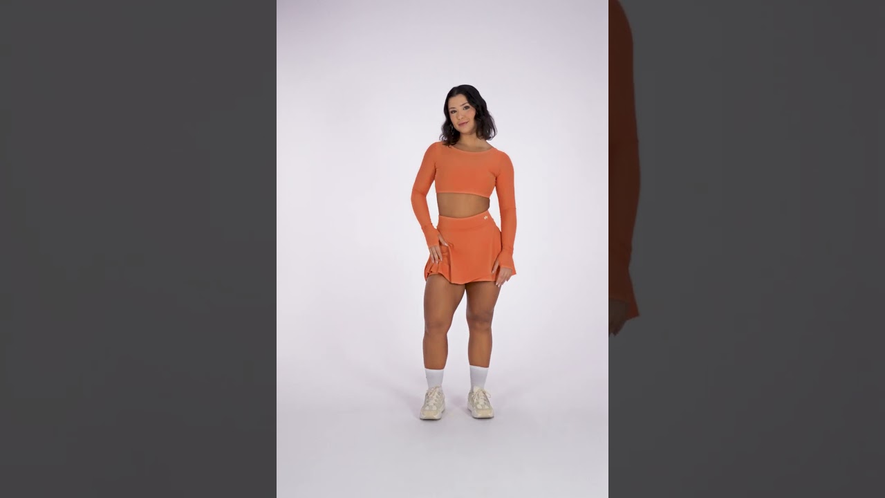 Cropped Manga Longa Boost Laranja Bright E Short Saia Boost Laranja Bright