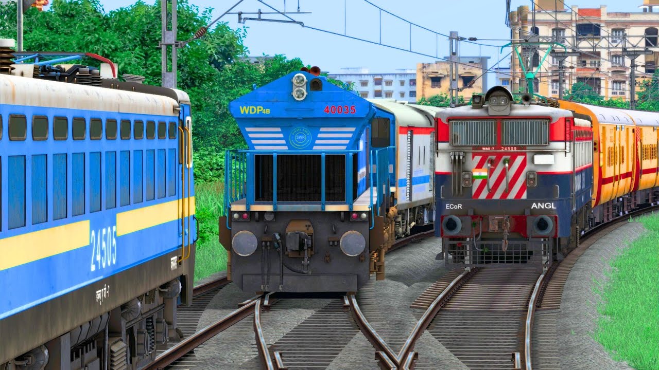 THREE TRAIN CROSSING IN SAME RAIL TRACK | BUMPY RAILROAD | Train Simulator | Railwork | NTG GAMING