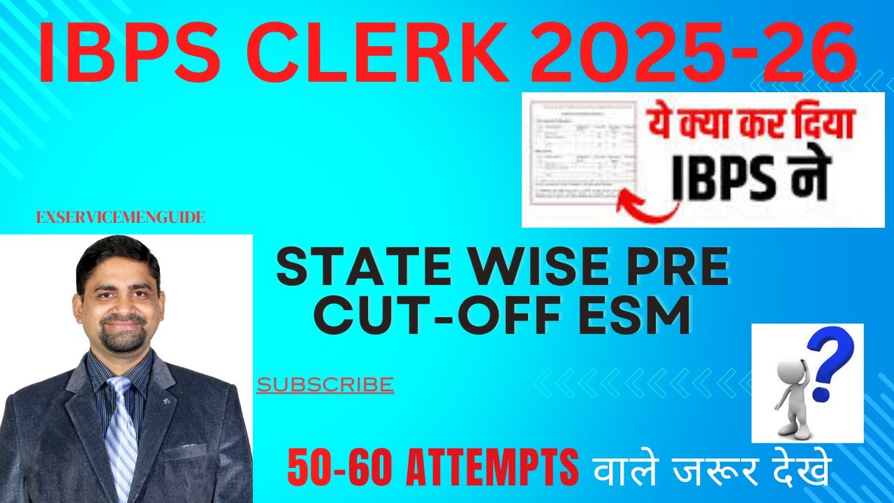 IBPS CLERK PRE 2025 CUT OFF | EX SERVICEMEN  CUT OFF |  #ibpsclerk2025 #ibpsresult