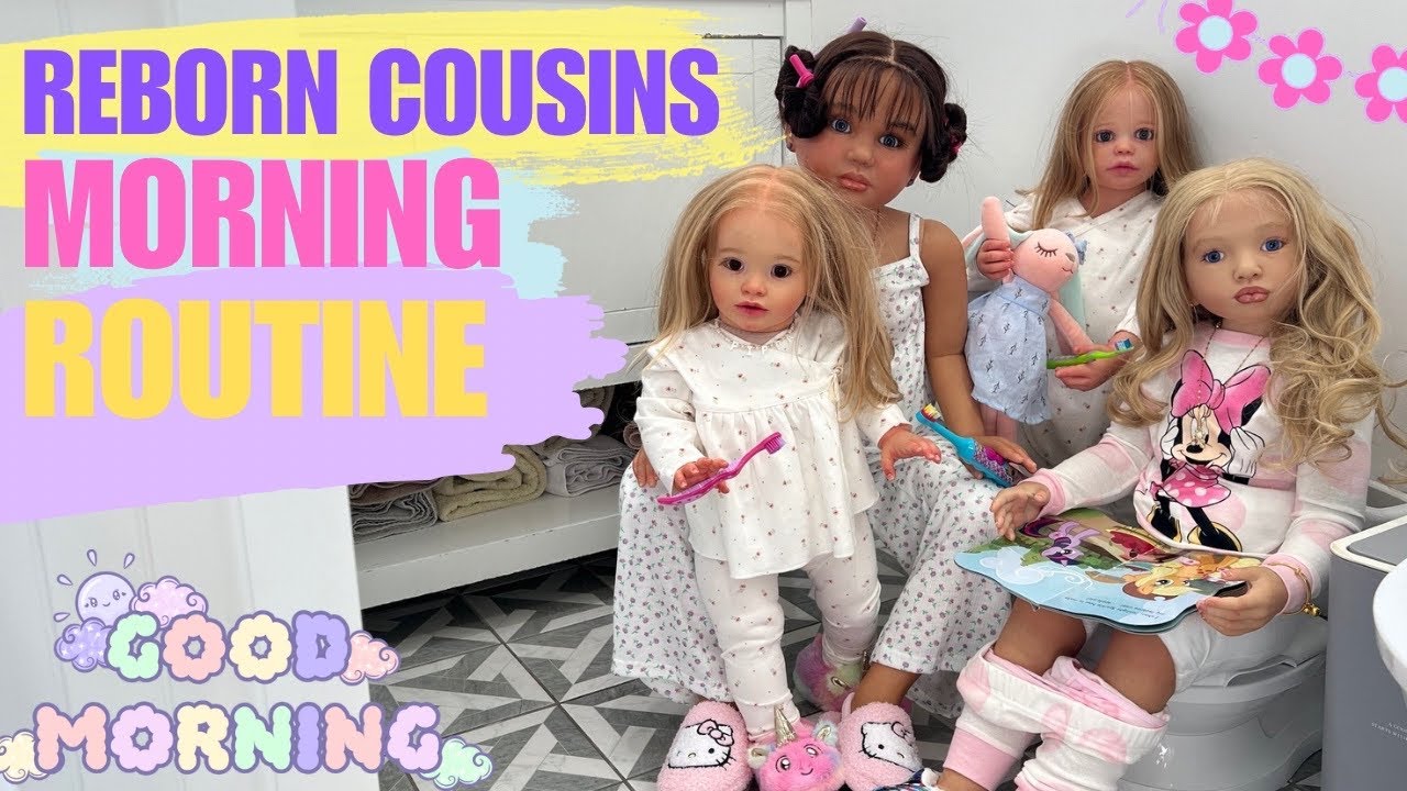 Reborn Doll ROLEPLAY Routine with FOUR Dolls 🥣🥛🪥 Morning Routine #reborn #roleplay #dolls