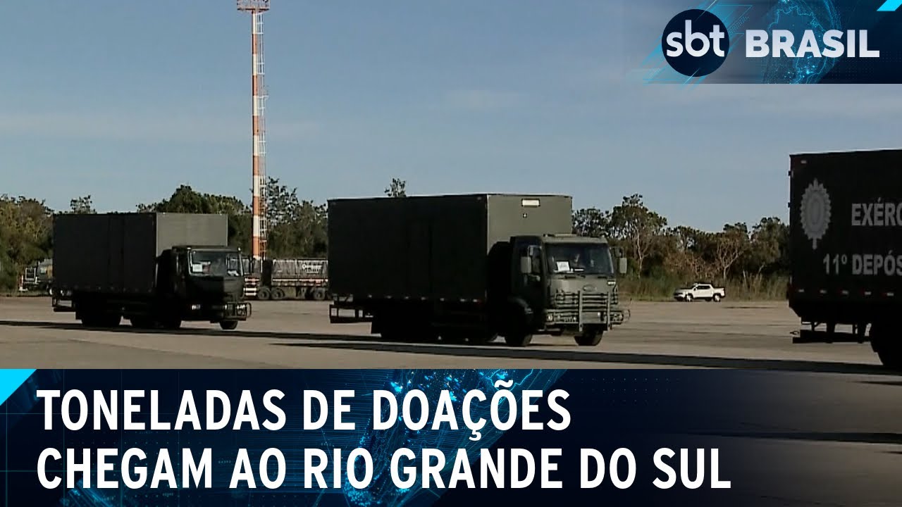 FAB e Exército Brasileiro transportam 425 toneladas de doações para o RS | SBT Brasil (11/05/24)