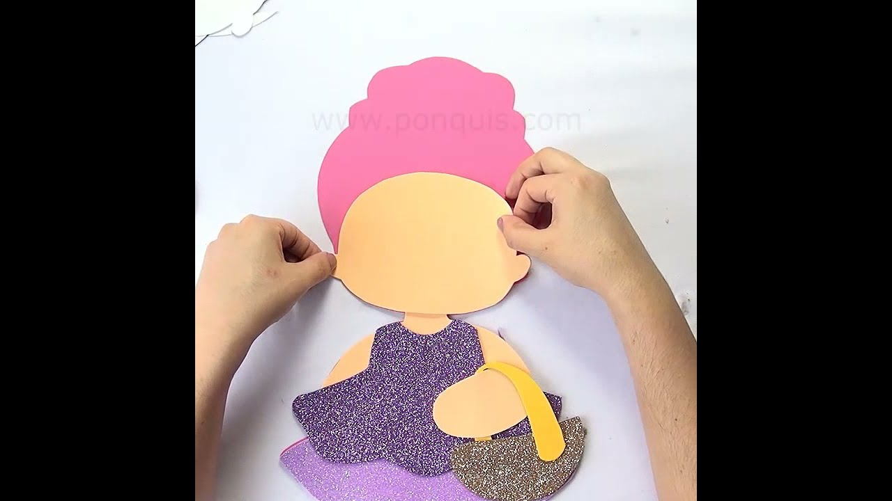 Muñeca tipo dos en foami para Decoraciones Moldes Gratuios en pdf Tutorial de como hacer Niña