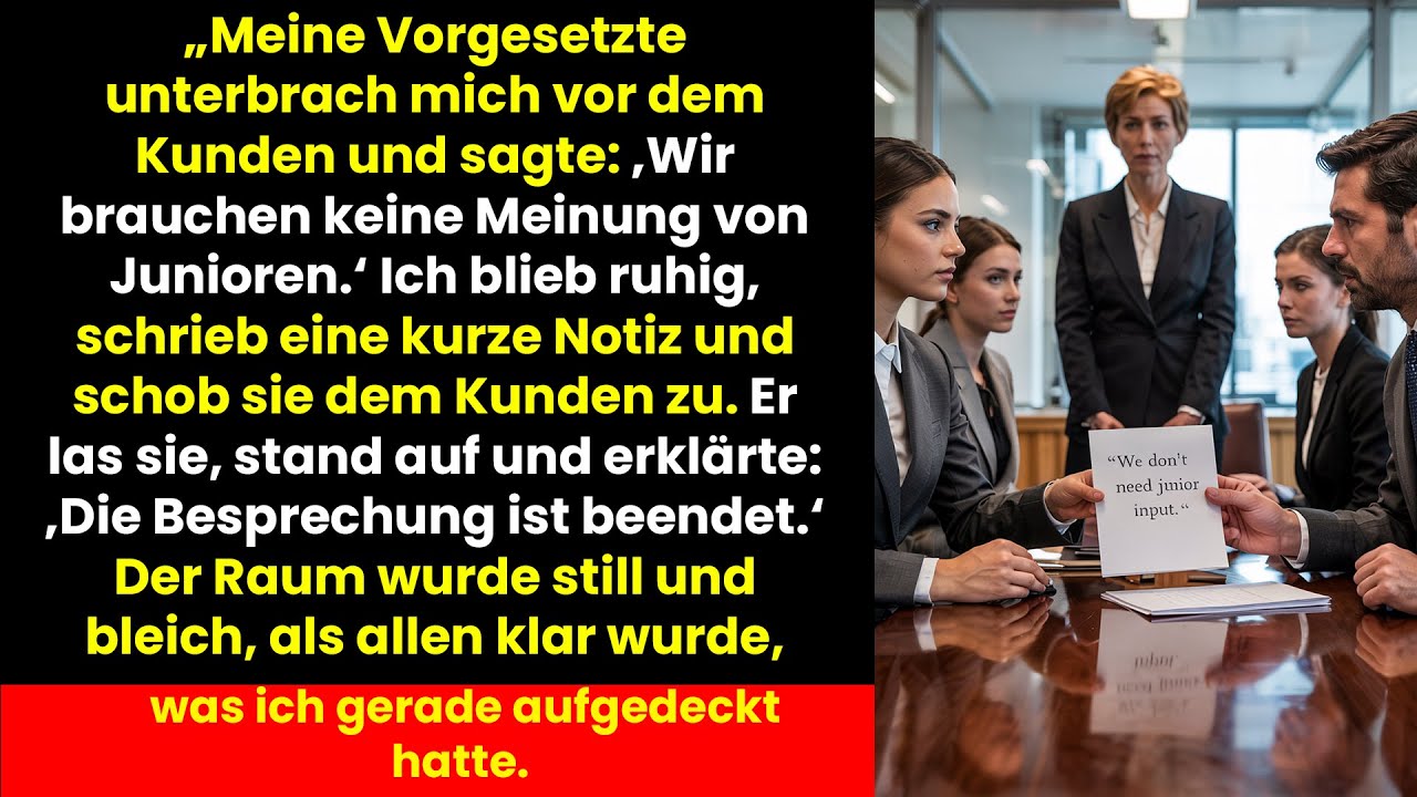Sie demütigte mich vor dem Kunden – Doch meine stille Notiz brachte das ganze Meeting zum Einsturz.