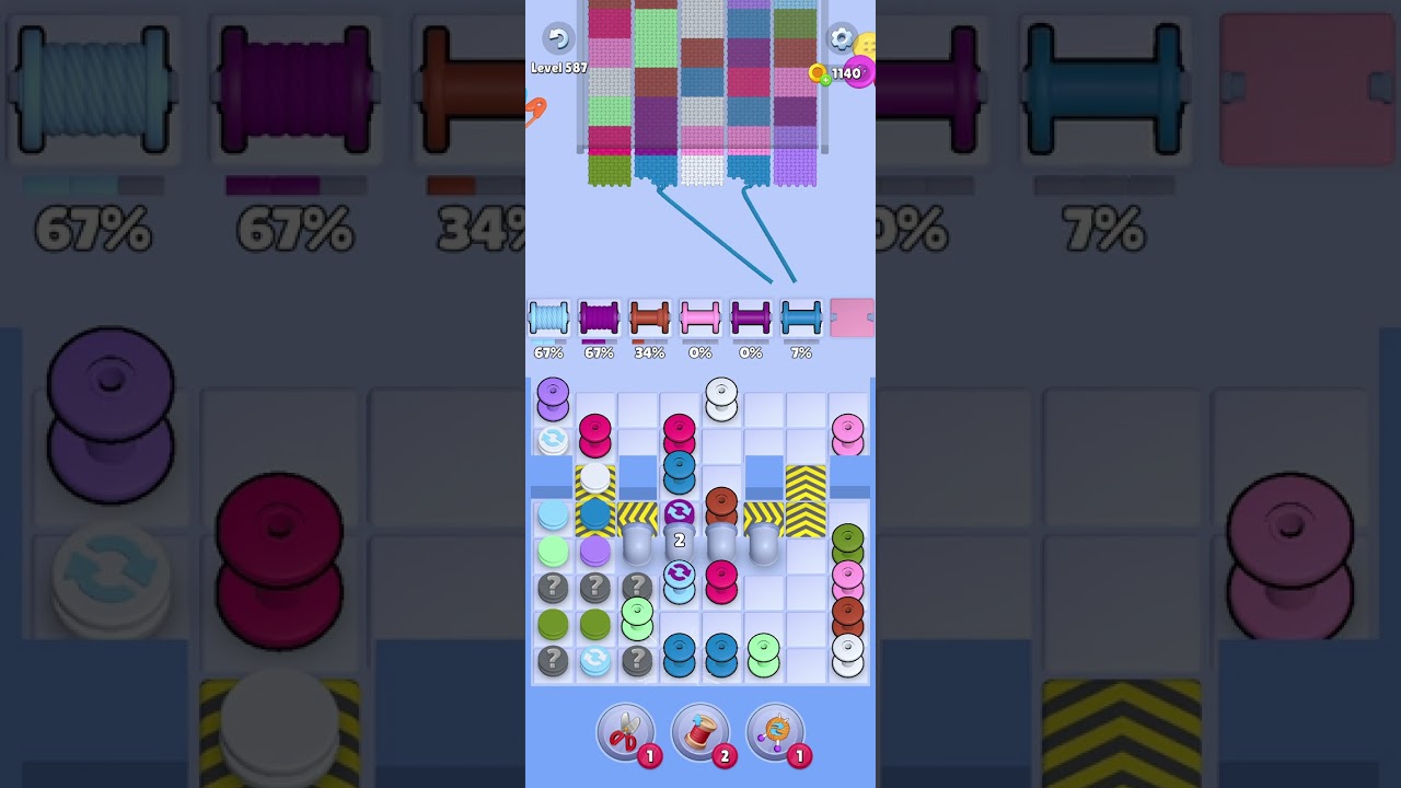 Knit Out Level 587 Solution #knitoutpuzzlegame #knitout #knitoutlevel #knitoutgame #level587