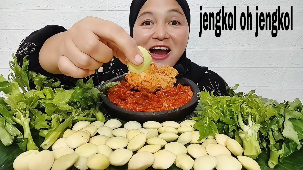 MUKBANGJENGKOL MUDA 1 KG BATANG PEPAYA AYAM GORENG #Jengkolmuda #batangpepaya