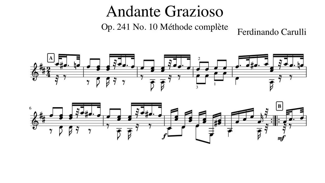 Ferdinando Carulli Andante Grazioso Op. 241 No. 10 played by Kiankou