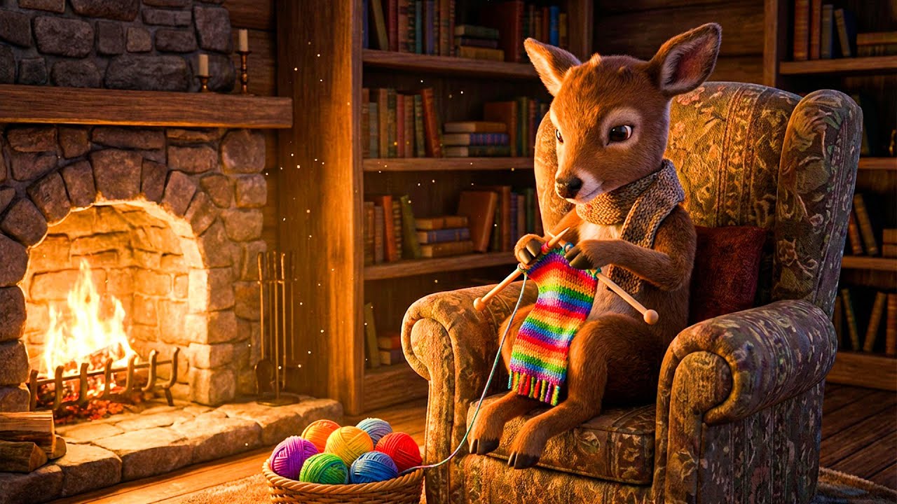 The Deer’s Cozy Knitting Corner 🦌 Gentle Piano & Crackling Fire for Relaxation & Creative Focus