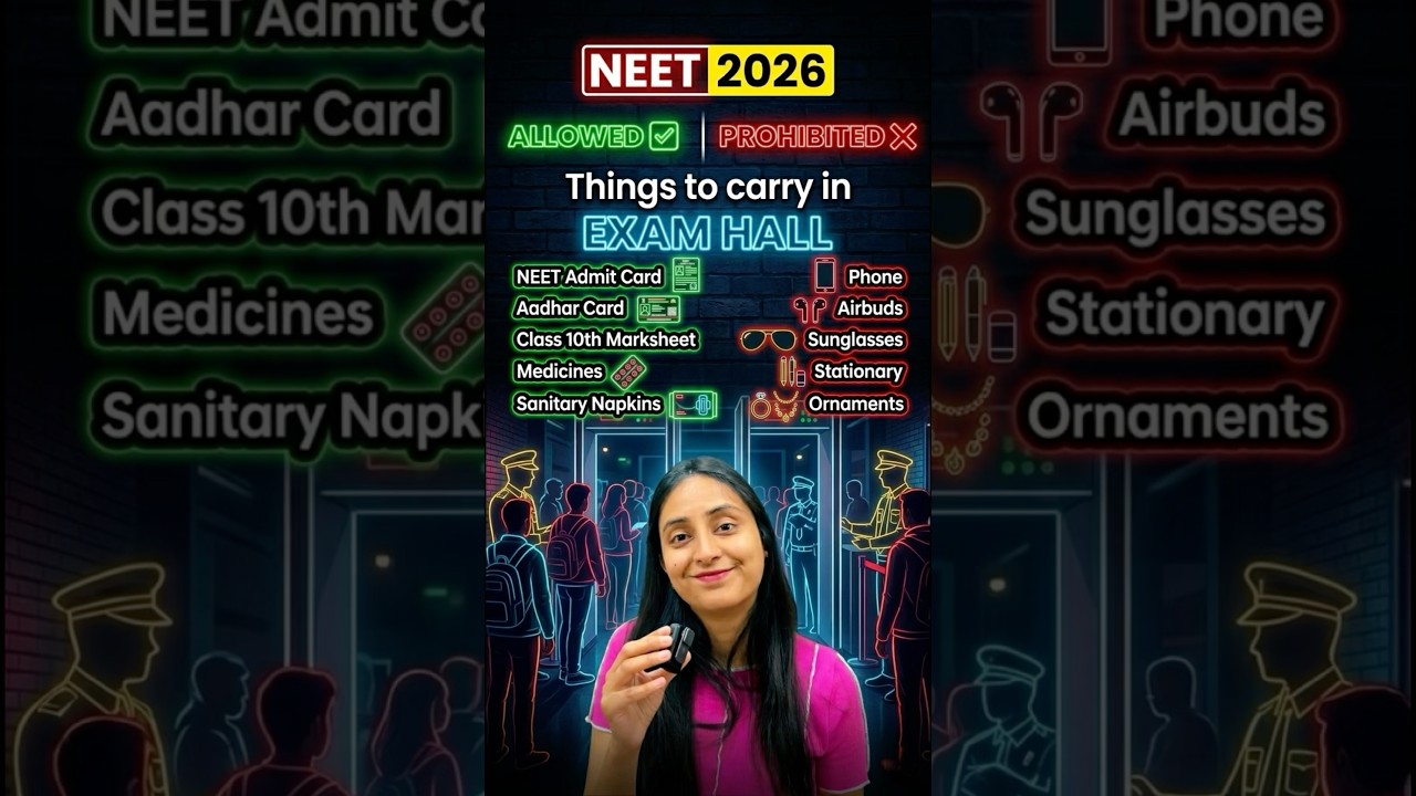 Things to Carry in NEET 2026 Exam Hall📝📵|Allowed & Prohibited Items #neet2026 #neetexam #examhall