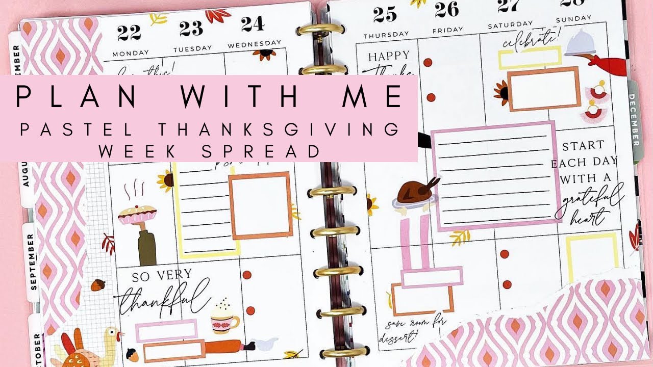 PLAN WITH ME | PASTEL THANKSGIVING WEEK SPREAD | THE HAPPY PLANNER