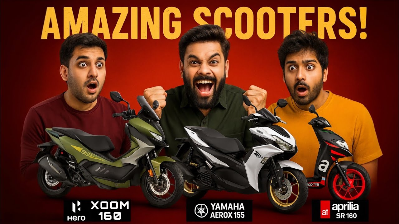Hero Xoom 160 vs Yamaha Aerox 155 vs Aprilia SR 160 – Best 160cc Scooter in India 2025?🔥