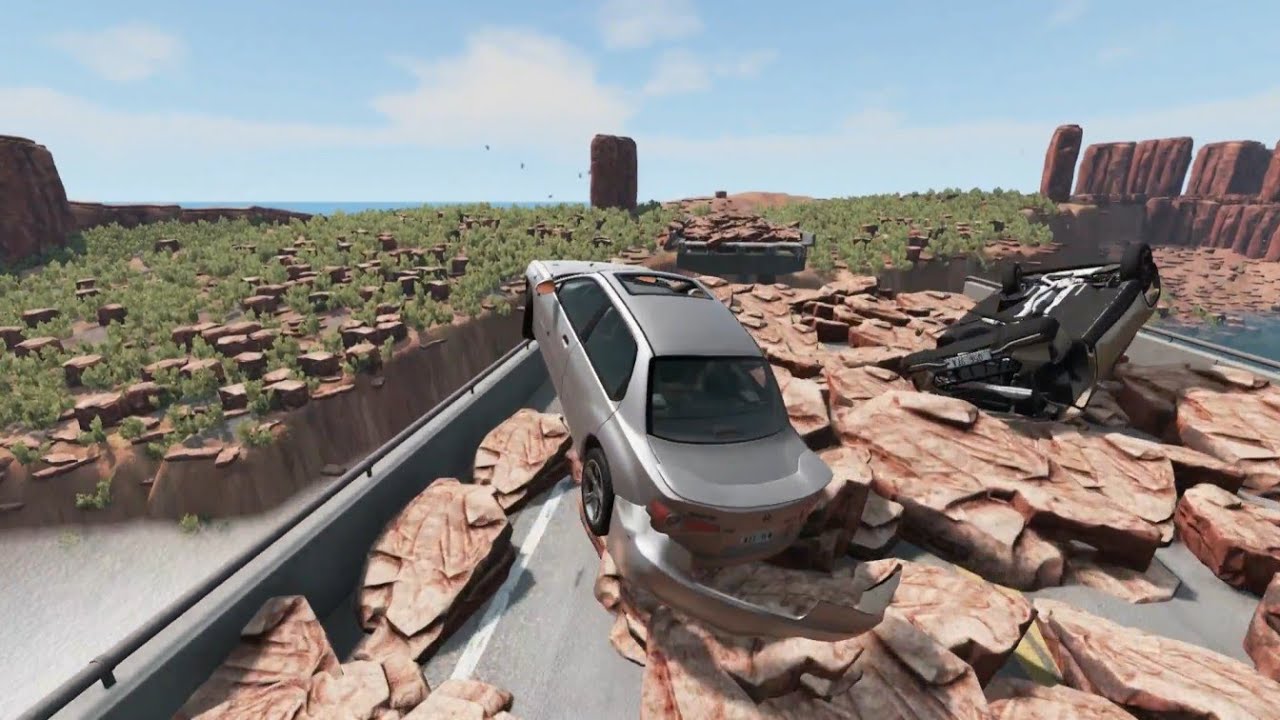 Cars vs Fallen Rocks - BeamNG.Drive  CRASH ADDITION