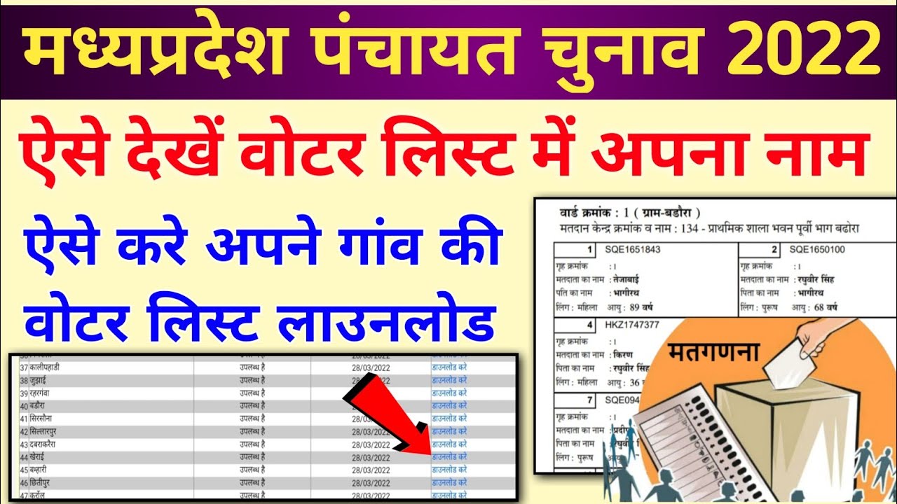 voter list download kaise karen || how to download voter list || mp panchayat chunav 2022 voter list