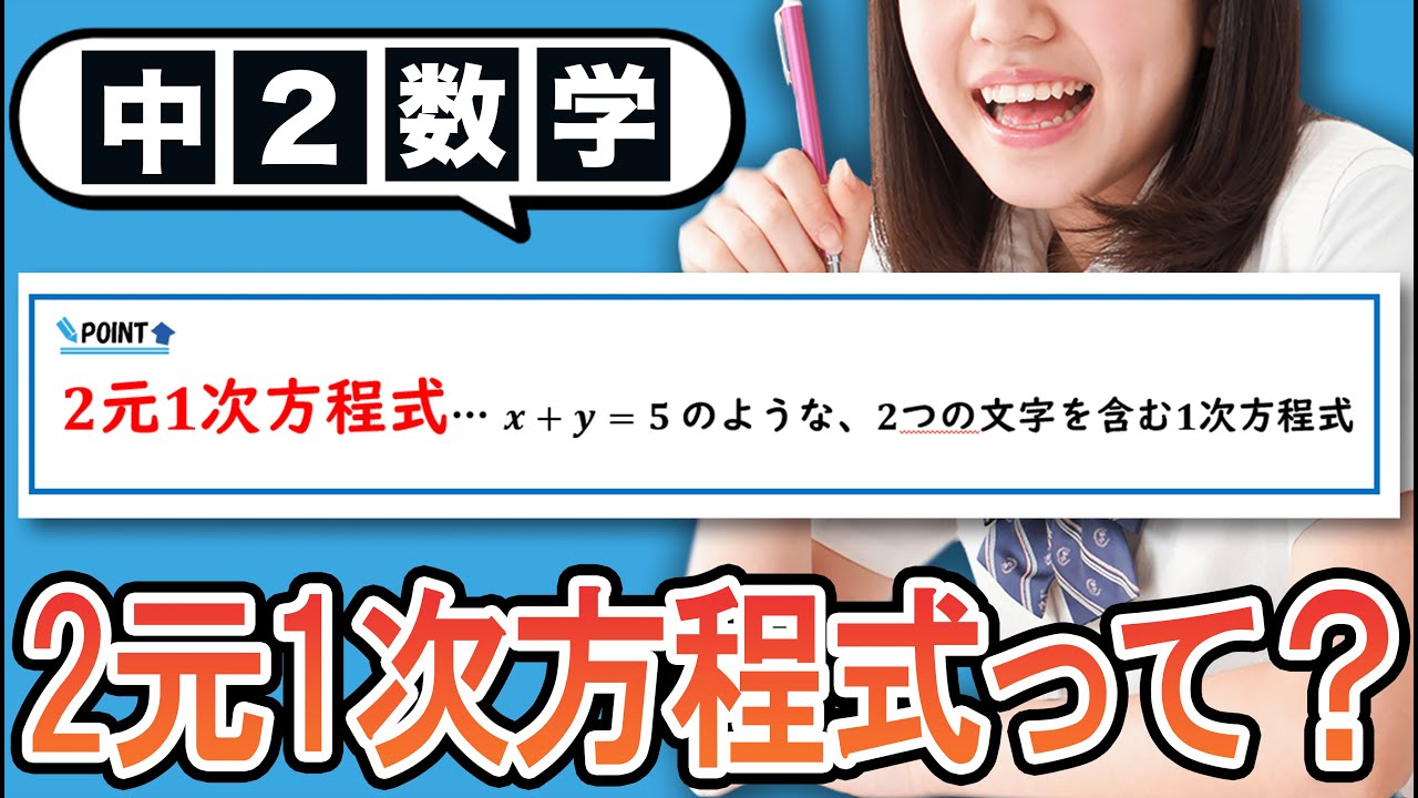 【連立方程式】二元一次方程式についてわかりやすく解説！【中2数学】