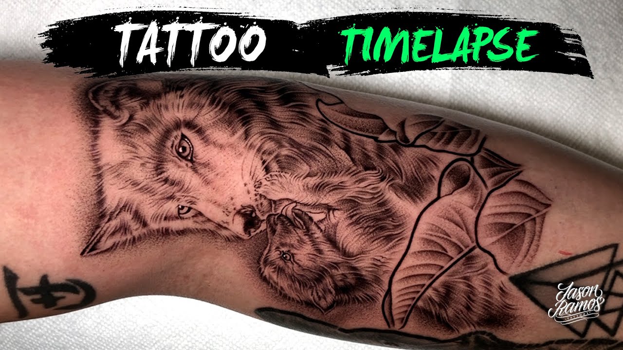 TATTOO Timelapse TATUAJE Lobos en el brazo // Aguja de Línea 3rl / Black & Grey TATTOO #Yo3rl 🐺🐺