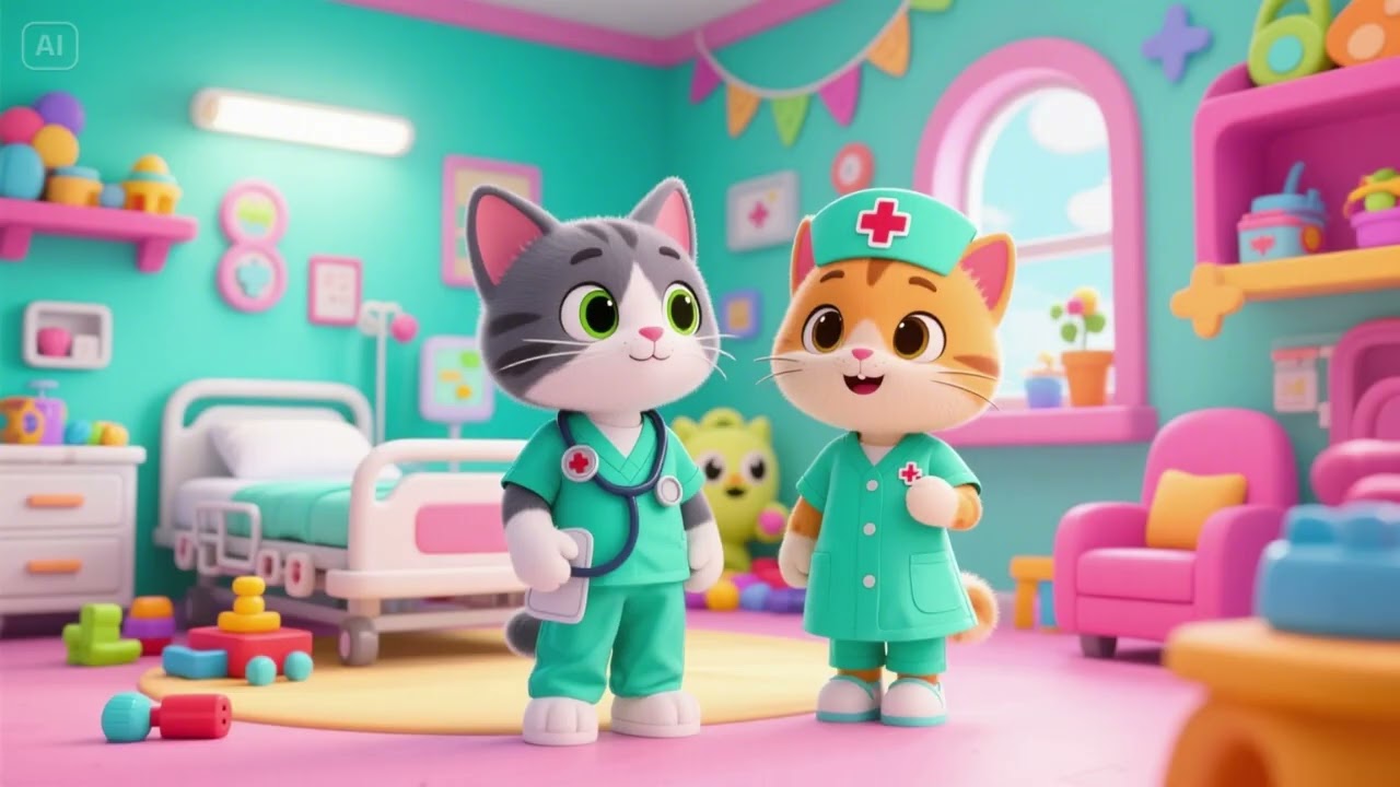 Kitten Doctor and Nurse Kitty Team | Fun Hospital Role-Play Song for Kids
