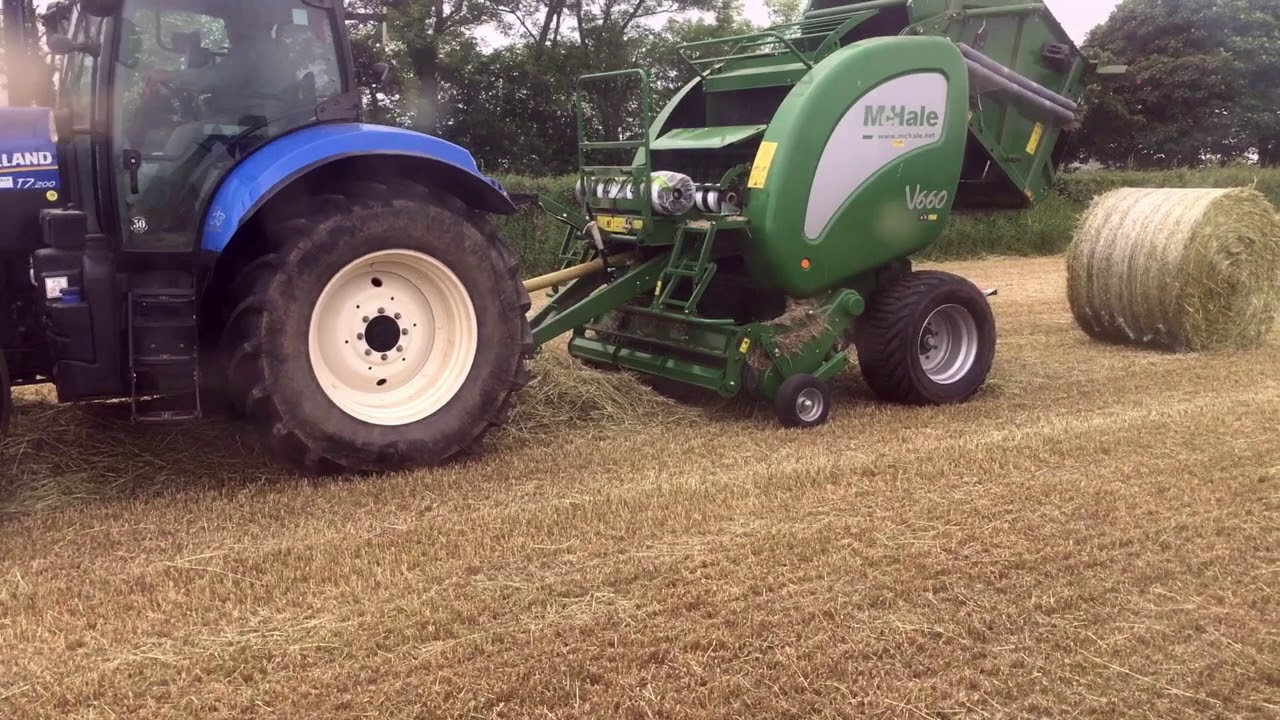Yes we make hay! With newhollands t7s t6s, mchale, krone. farm simulator episode 9