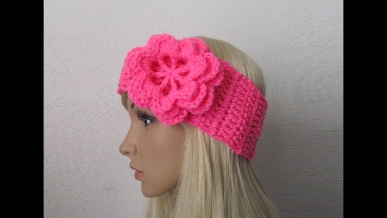How to Crochet Earwarmer/Headband with a Flower Pattern #28│by ThePatternFamily