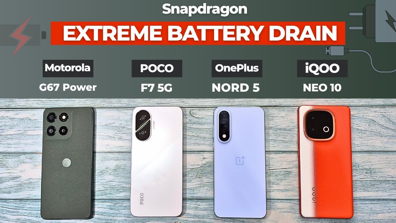 (5G) Extreme Battery Drain Test | Moto G67 Power vs OnePlus NORD 5 vs POCO F7 vs iQOO Neo 10!